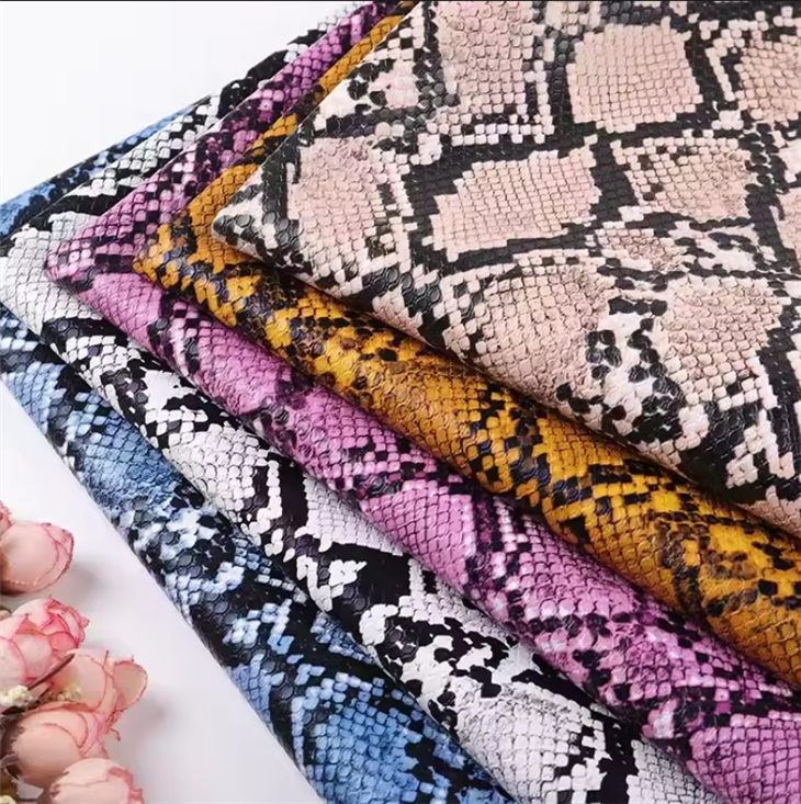 Emboss Fake Leather Snake Pvc Leather For Bags Boots Skirt